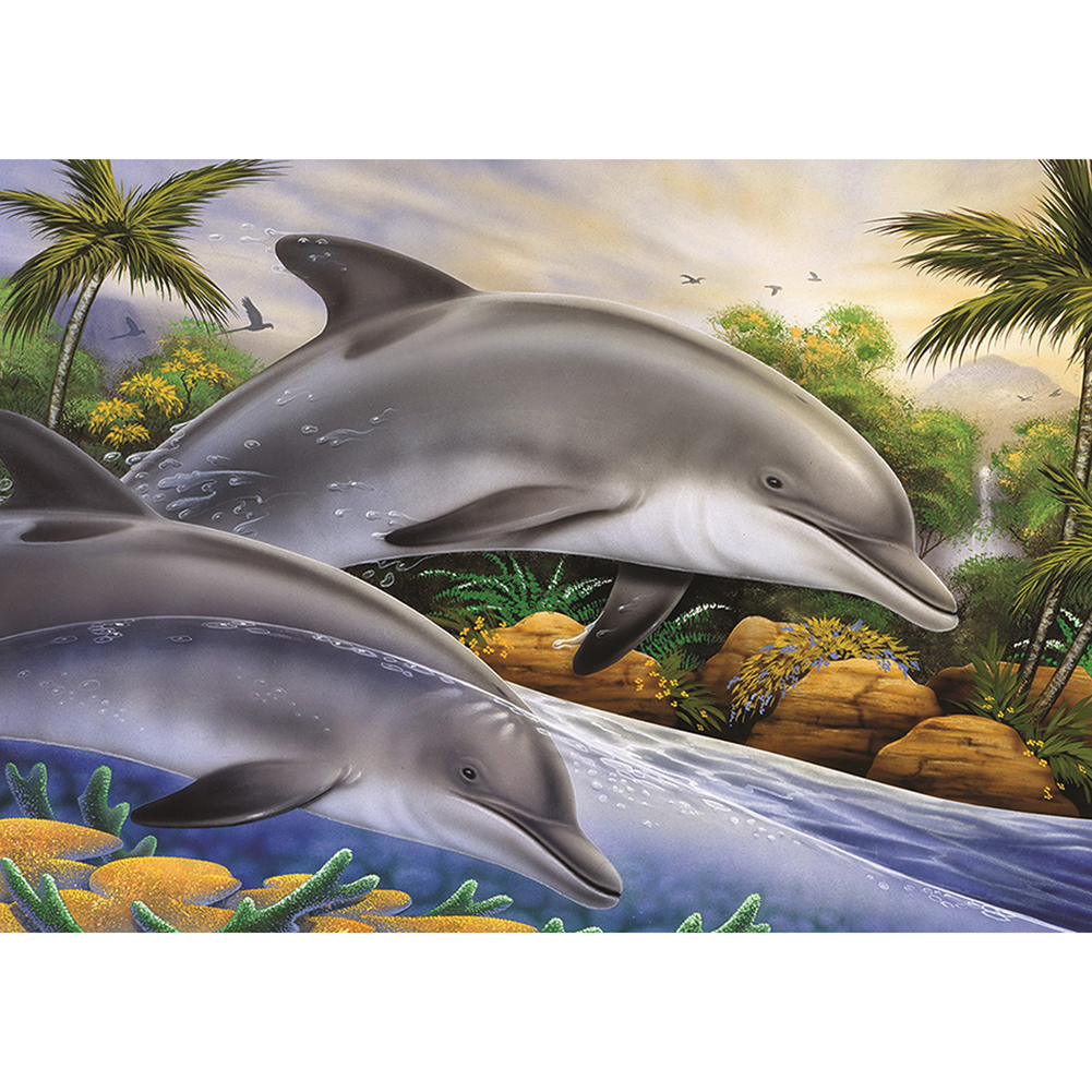 Морской пейзаж дельфины