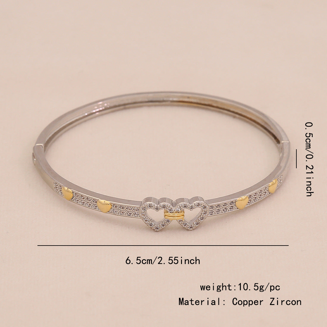 Gold Heart Bracelet Snake-Shaped Leopard Head Copper Micro-Inlaid Bracelet Exclusive For B636