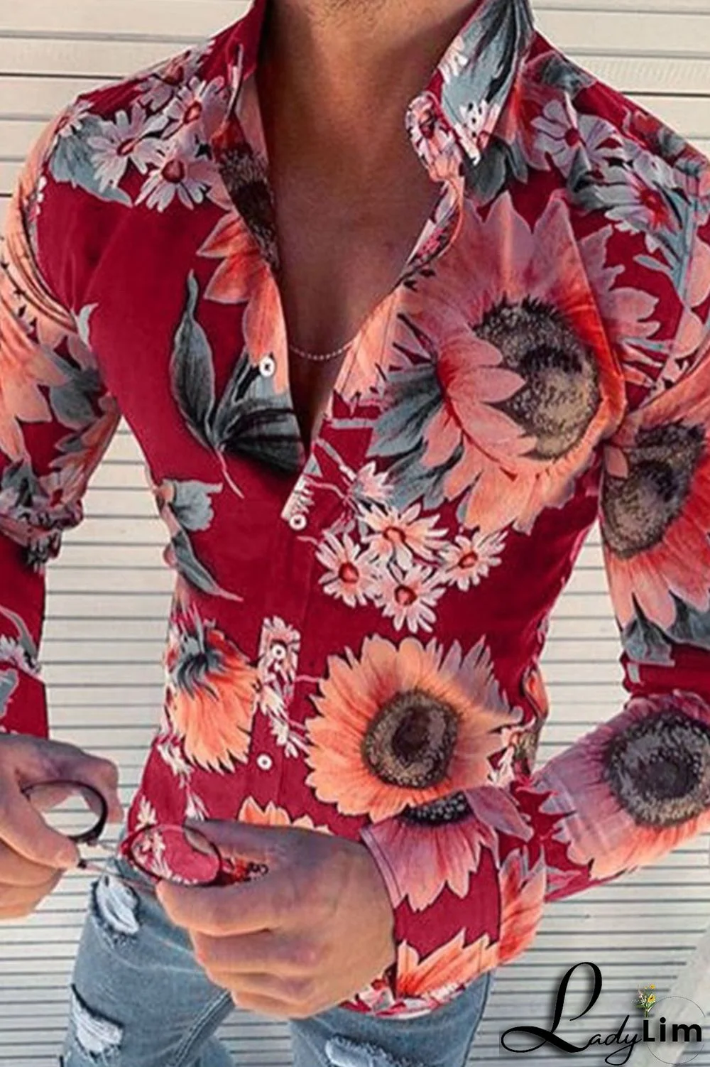 White Vacation Print Patchwork Buckle Turndown Collar Tops