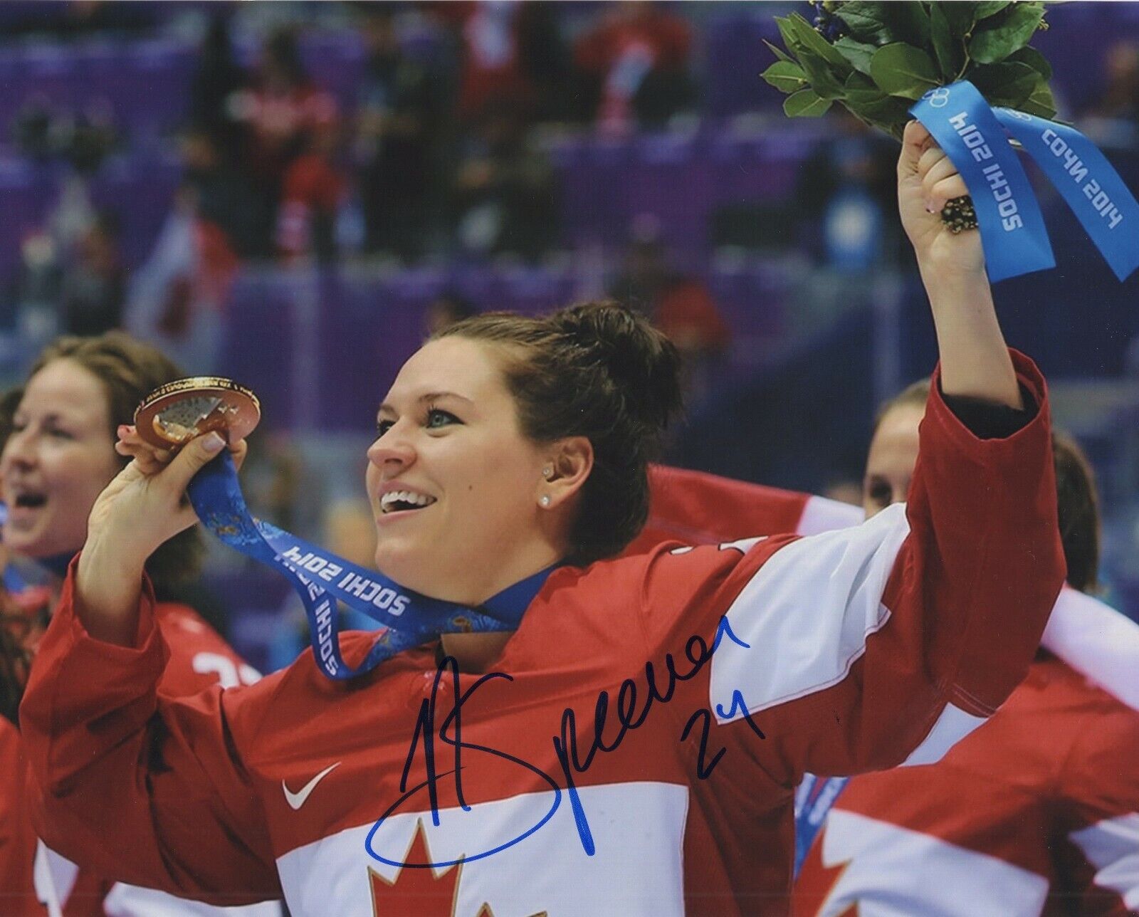 NATALIE SPOONER SIGNED AUTOGRAPH TEAM CANADA 2014 OLYMPICS HOCKEY 8X10 Photo Poster painting