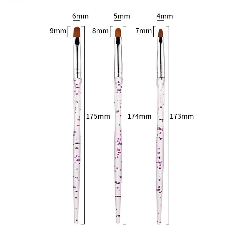 3/7Pcs  Navolution Professional Manicure UV Gel Brush Pen Transparent Acrylic Nail Art Painting Drawing Brush Phototherapy Tools