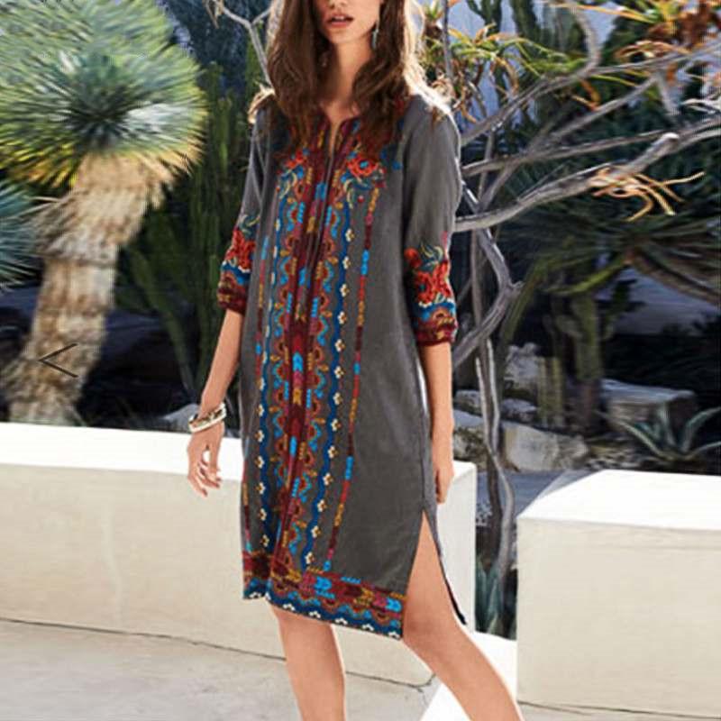 Printed casual tunic dress bohemian