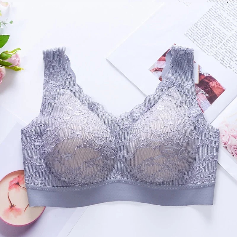 Women Bra Lace Underwear Seamless Bras Wireless Sexy Push Up Brassiere Gathers Pad Intimates Lingerie Beauty Back Latex Bralette