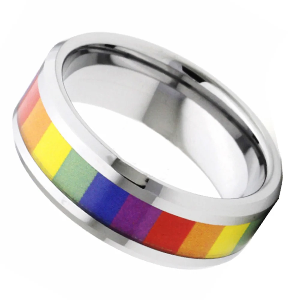 4MM 6MM 8MM 10MM Silver Plated Tungsten Carbide Rainbow Camouflage Couples Wedding Bands