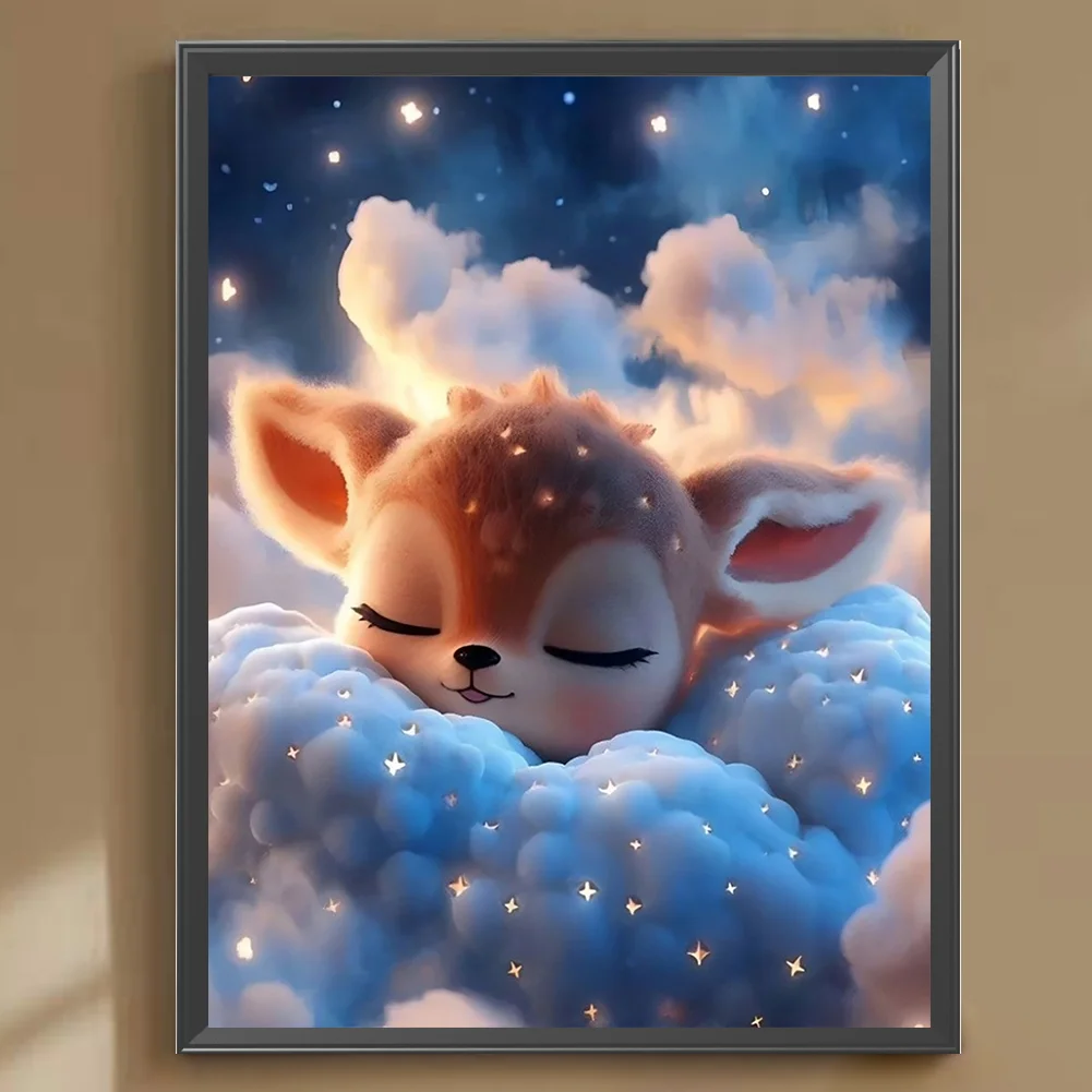 Full Round Diamond Painting 30*40cm - Deer Sleeping On The Cloud