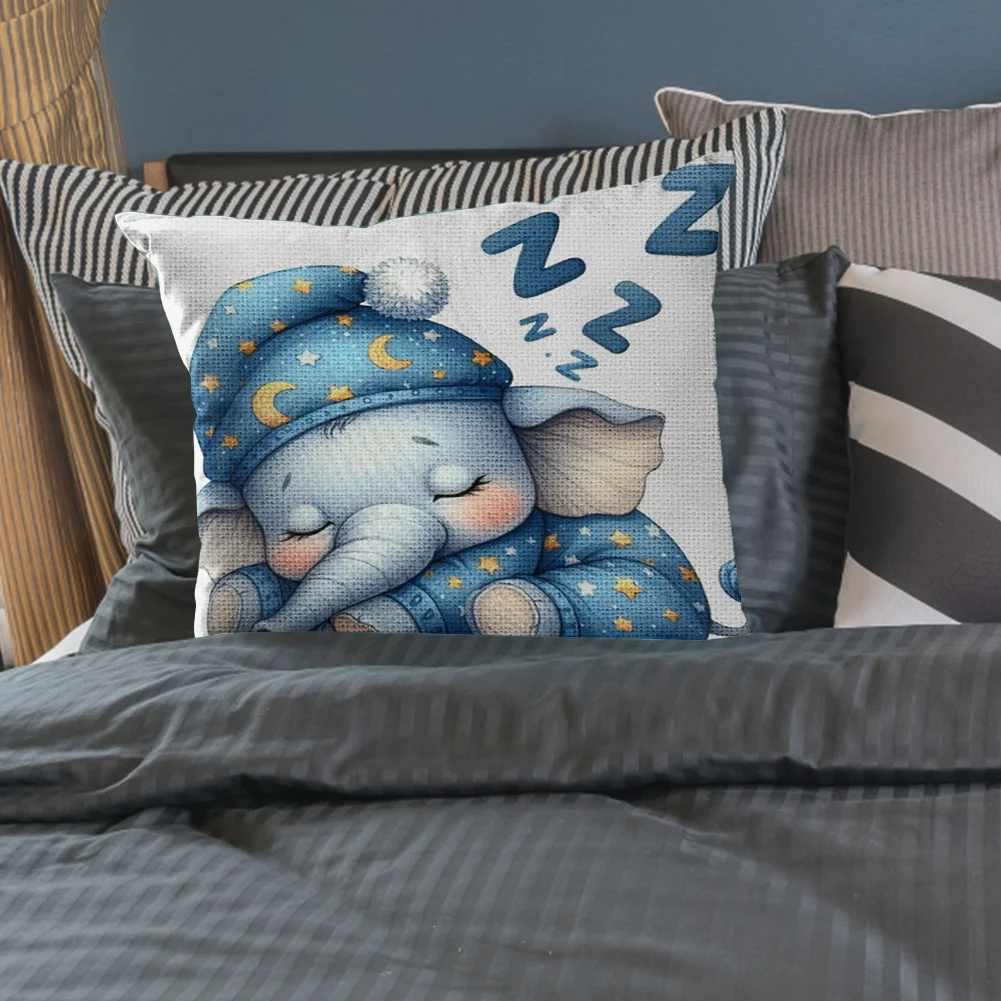 11CT Stamped Cross Stitch Pillowcase - Sleeping Elephant(Canvas|45*45CM)