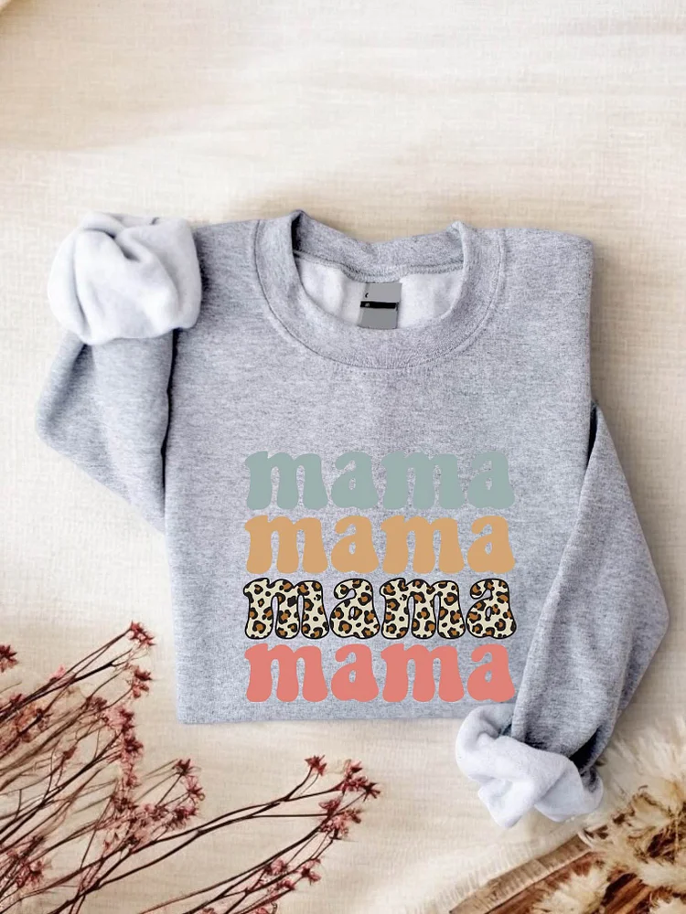 Tt1091 Mama Leopard Sweatshirt, Cute Motherhood Sweatshirt, Cheetah Mama Sweatshirt, Cool Mommy To Be Sweatshirt, Moms Club Sweatshirt