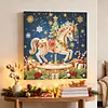 DIY Special Shape Diamond Painting Pearl Art With Inner Frame Kit 25x25cm(Christmas Carousel)