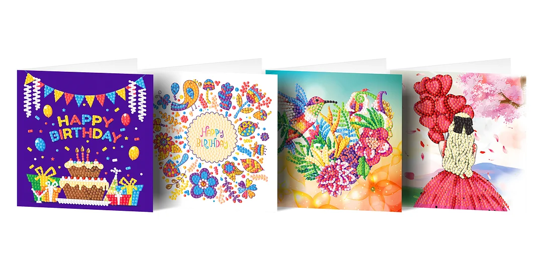12pcs DIY Diamond Painting Greeting Cards Mosaic Birthday Postcard(15*15cm)