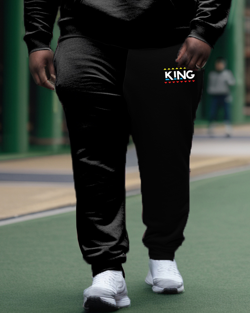 Men's Plus Geometric King Tech Hoodie Set
