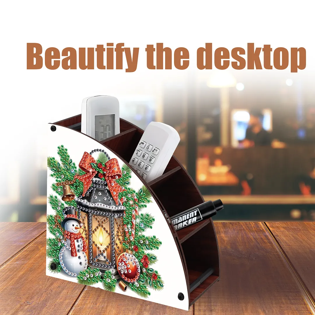 DIY Diamond Painting Kit Triangle Shaped Organizer Box Christmas Lamp Wooden Box