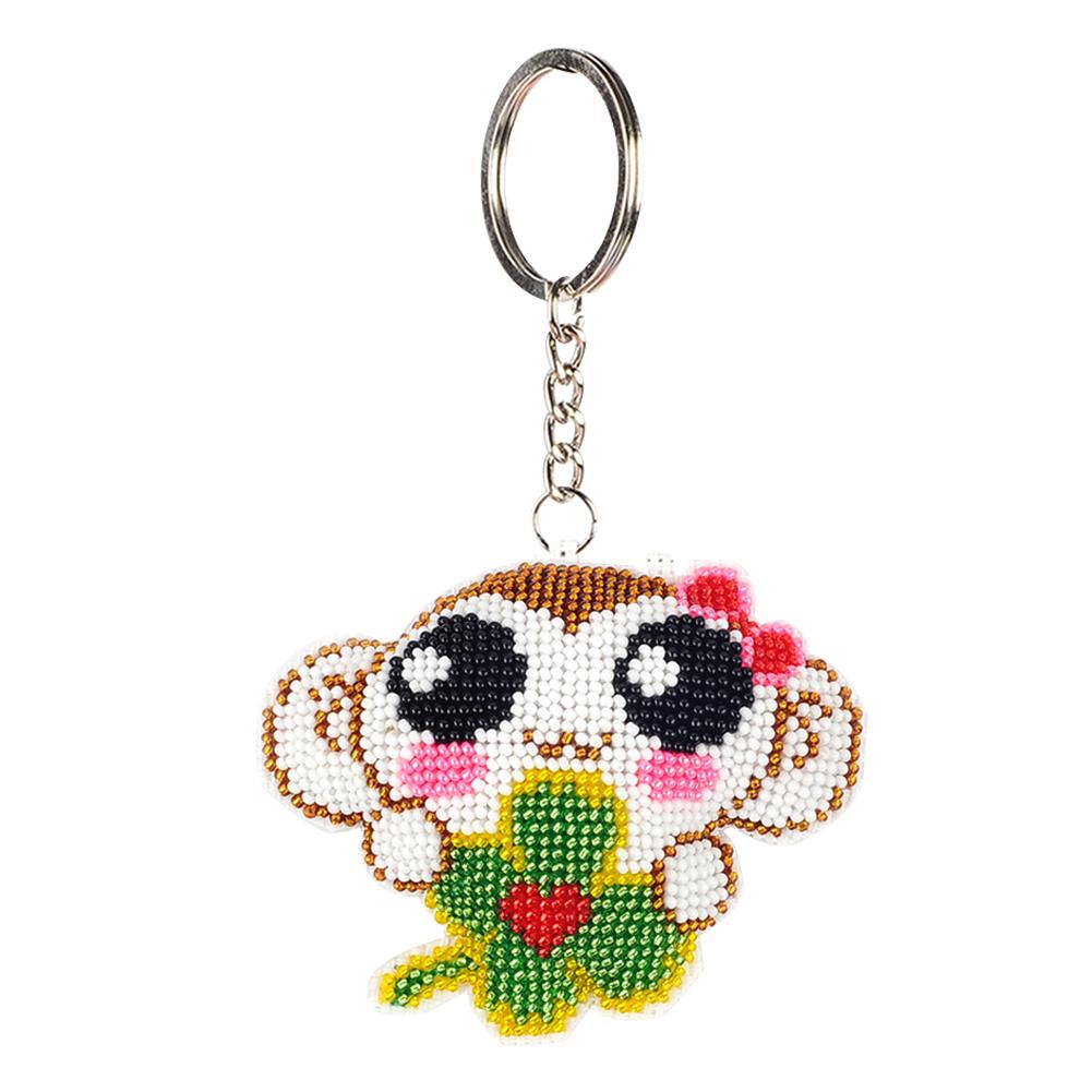 

Four Leaf Clover Monkey - Bead Embroidery - Keychain, 501 Original