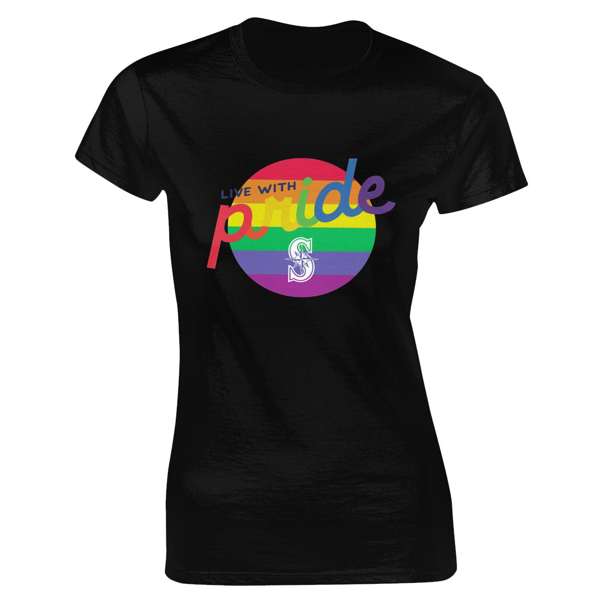 Seattle Mariners Round LGBT Lettering Women's Crewneck T-Shirt