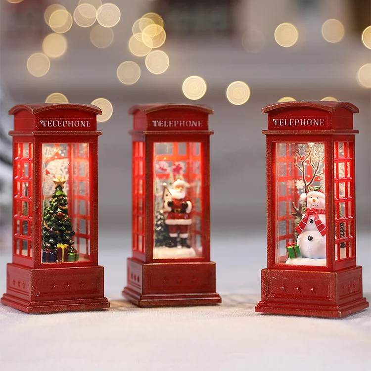 Lighted Christmas Telephone Booth Decoration VangoghDress