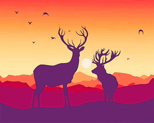 

Deer Sunset Silhouette – Paint By Numbers - 40*50CM, 501 Original