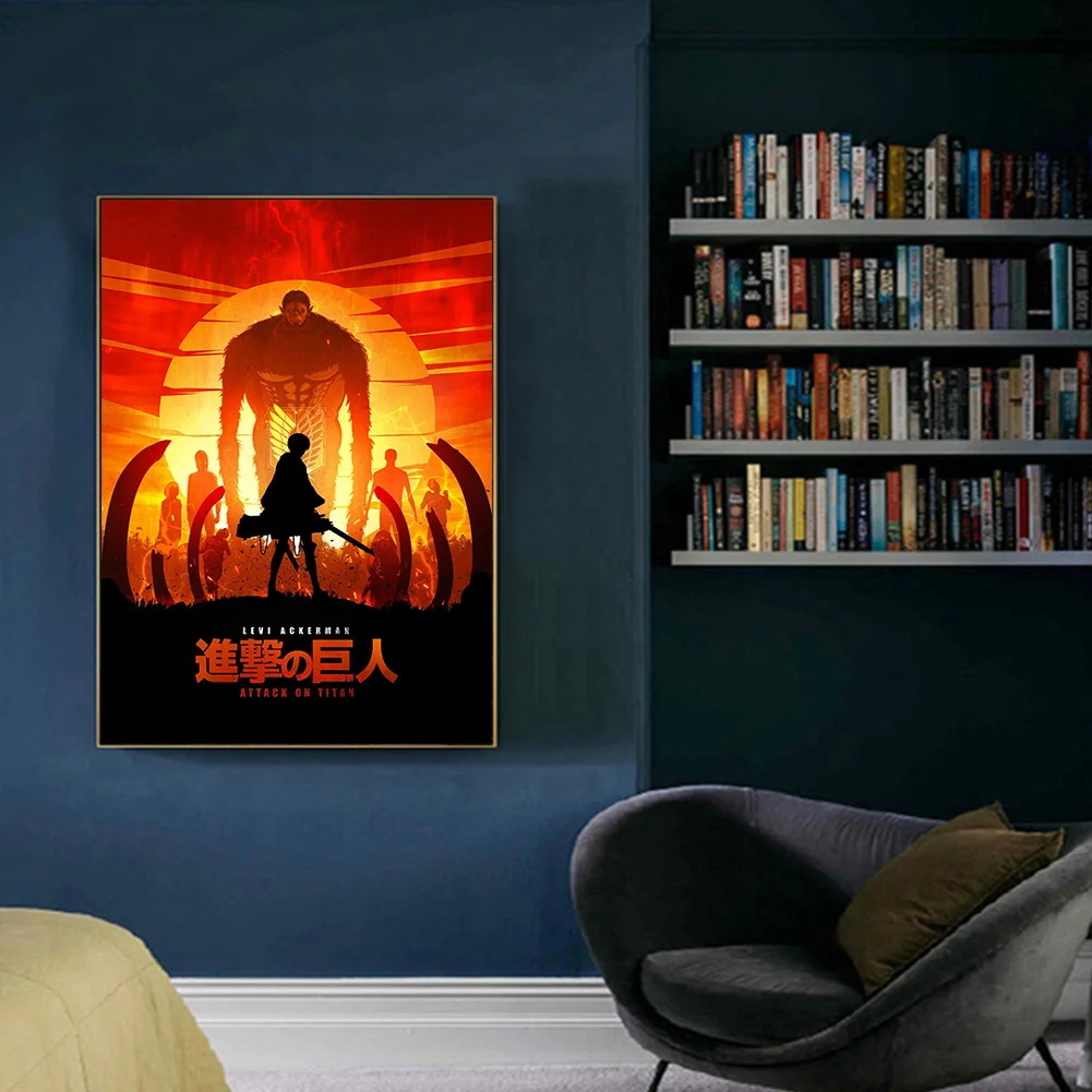 Full Round Diamond Painting 35*50cm - Attack On Titan - Silhouette