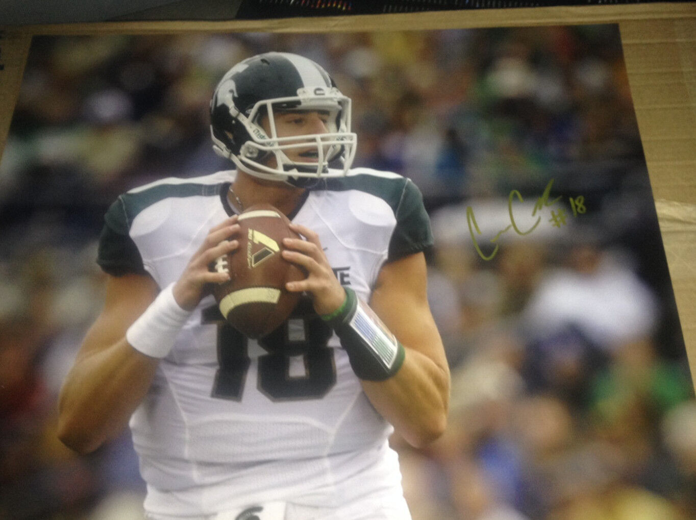 Connor Cook auto signed 16x20 football Photo Poster painting Michigan State MSU Spartans !!