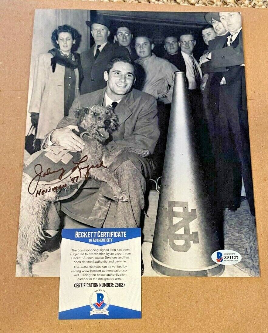 JOHNNY LUJACK SIGNED NOTRE DAME 8X10 Photo Poster painting W/47 HEISMAN BECKETT CERTIFIED #2