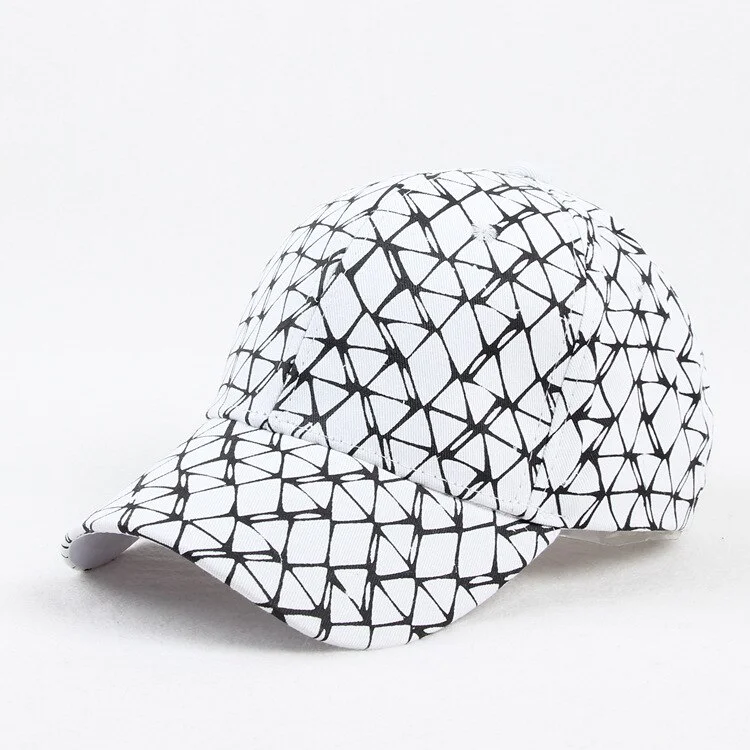 Adjustable Casual Printed Plaid Ball Caps Men WomenBaseball Hat Black White