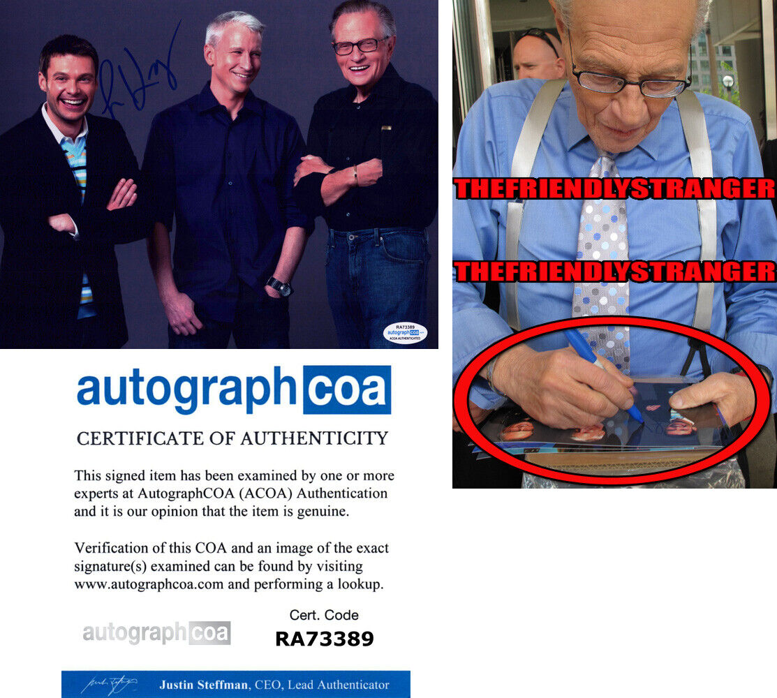 LARRY KING signed Autographed 8X10 Photo Poster painting a EXACT PROOF - RIP CNN Live ACOA COA