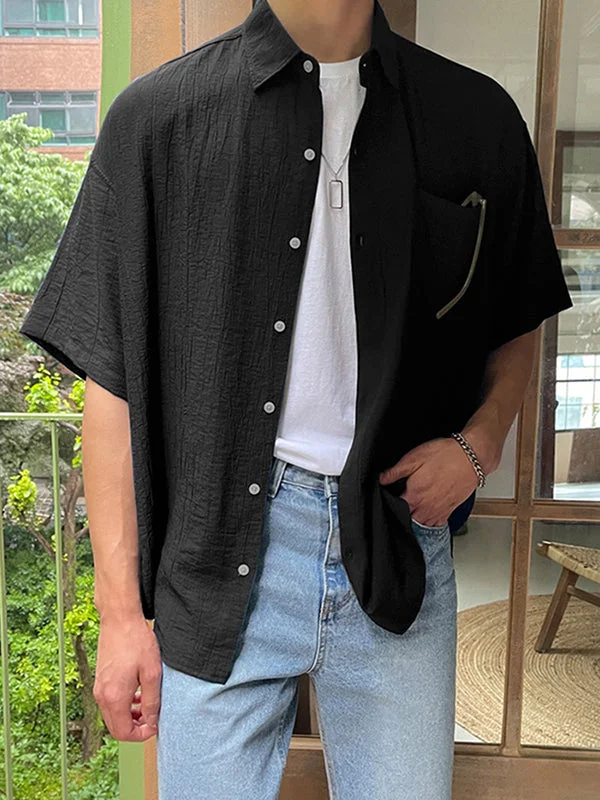 Aonga - Mens Pinstripe Textured Half Sleeve ShirtJ