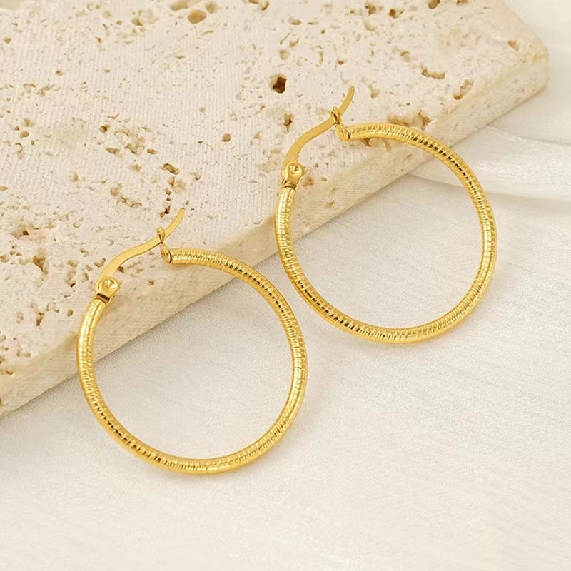 1 Pair Elegant Minimalist Solid Color 304 Stainless Steel 18K Gold Plated Stainless Steel Earrings