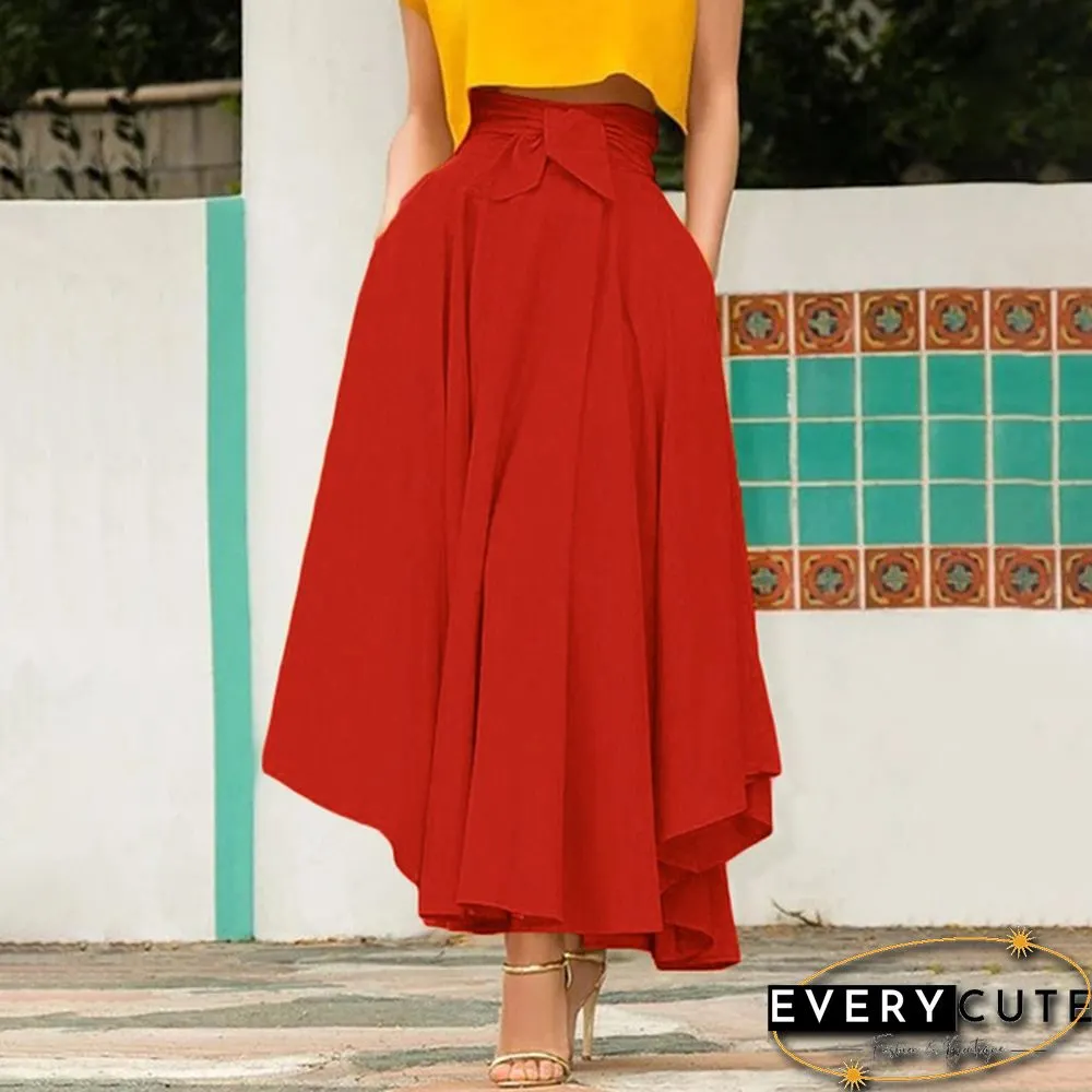 Women Solid Color Plus Size Big Swing Skirts