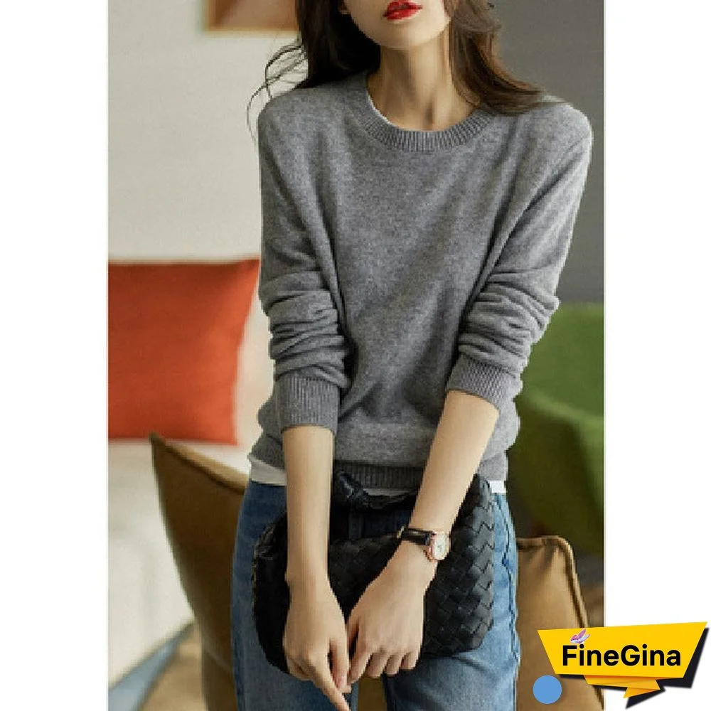 Loose Round Neck Pullover with Thin Knitted Bottoming Shirt