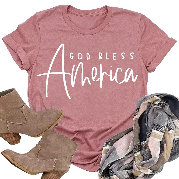 Independence Day Print America Letter T-shirt Tee