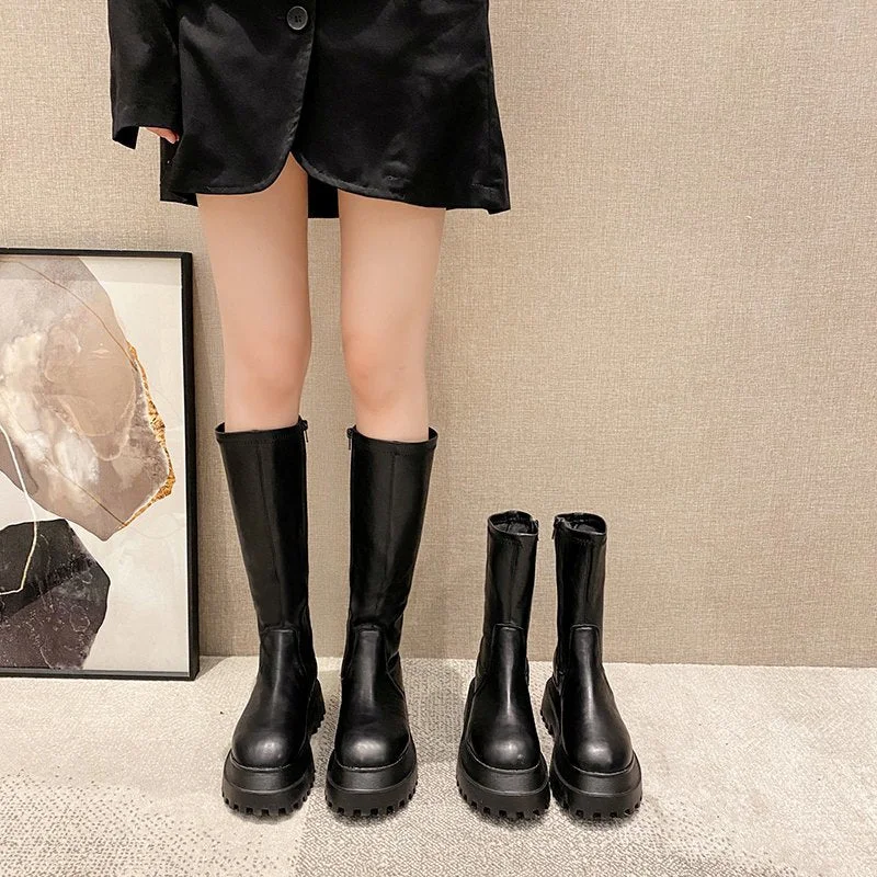 2021 Fashion Women Boots Winter Heels Quality Long Comfort  Mujer Thigh High Boot Botas Mujer Zipper Knee-high Botas Para Mujer