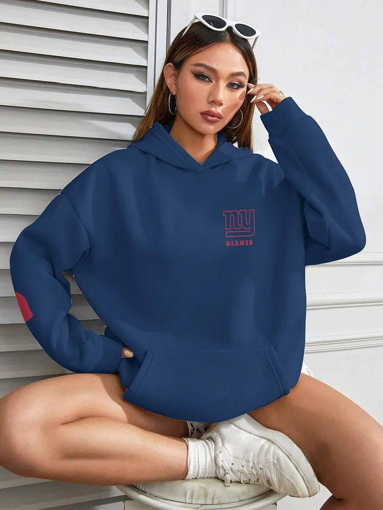 New York Giants Printed Hooded Pocket Pullover Hoodie