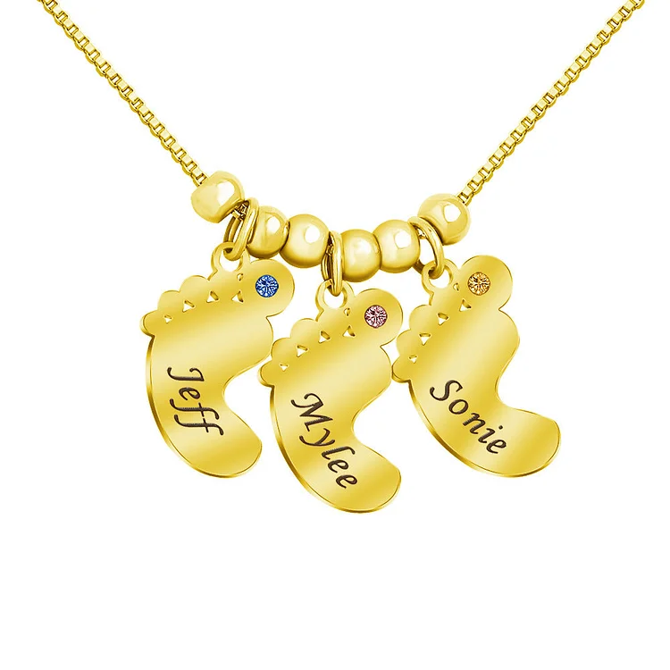 Personalized small foot name necklaces