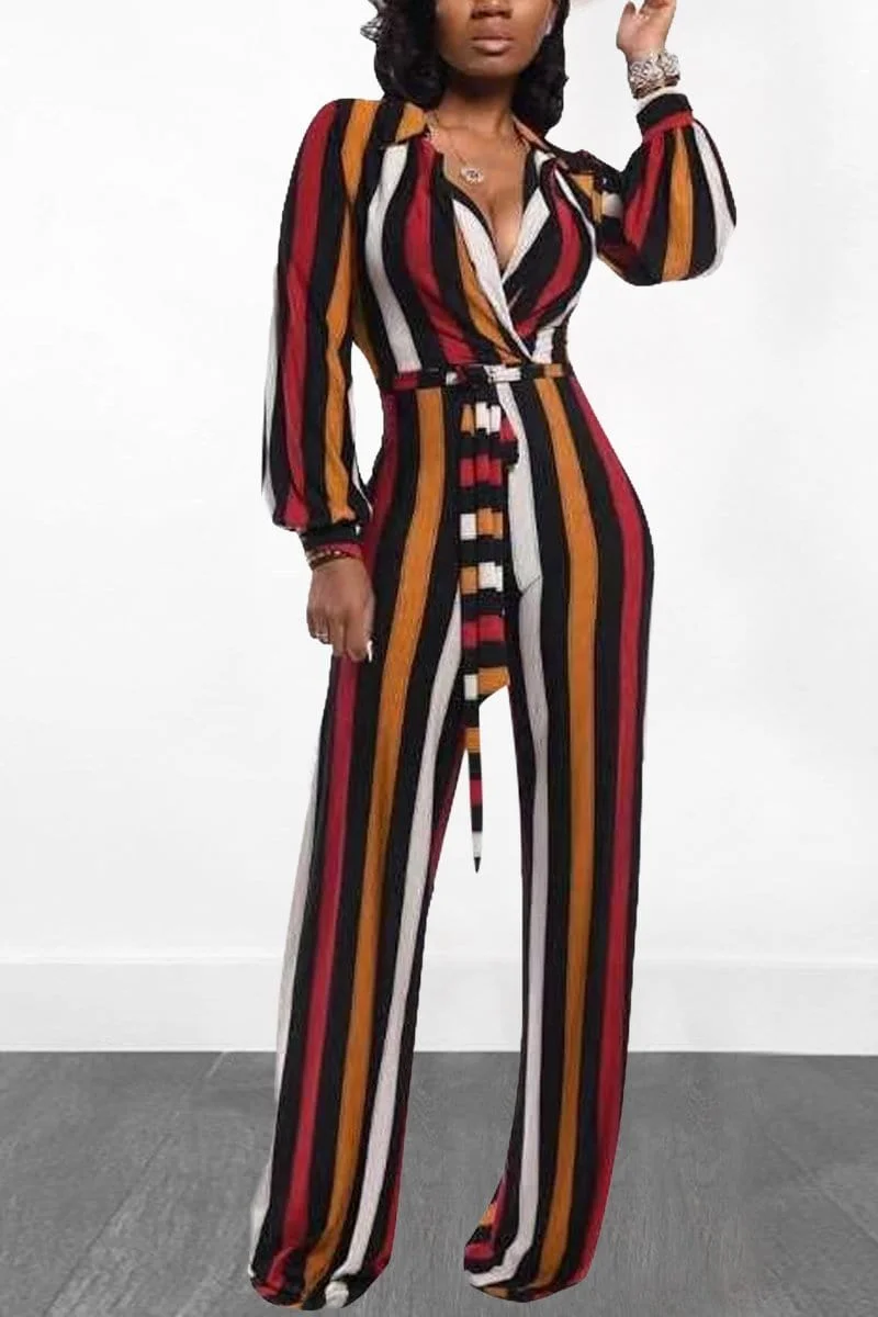 Fashion Striped Printing Jumpsuit