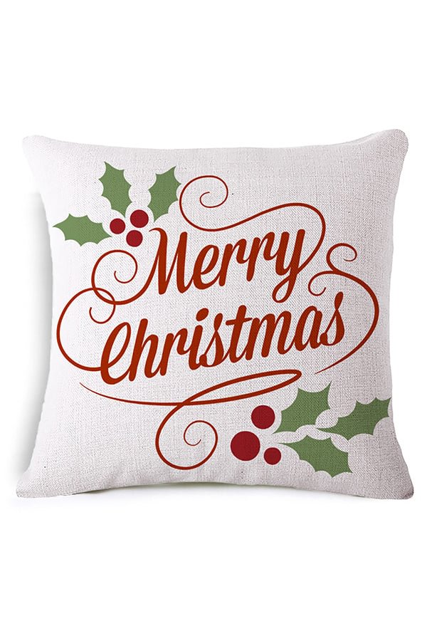 Home Decor Happy New Year Merry Christmas Throw Pillow Cover Brown-elleschic