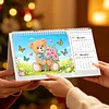 Little Bear Diamond Art Monthly Flip Tabletop Calendar January 2027 - December 2028 Small Desktop Calendar Planner 24 Months for Living Room Bedroom Office Desk Gift Giving