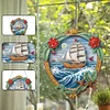 (US Only)Sailboat On The Sea 2D Flat DIY Diamond Painting Set Diamond Art Pendant