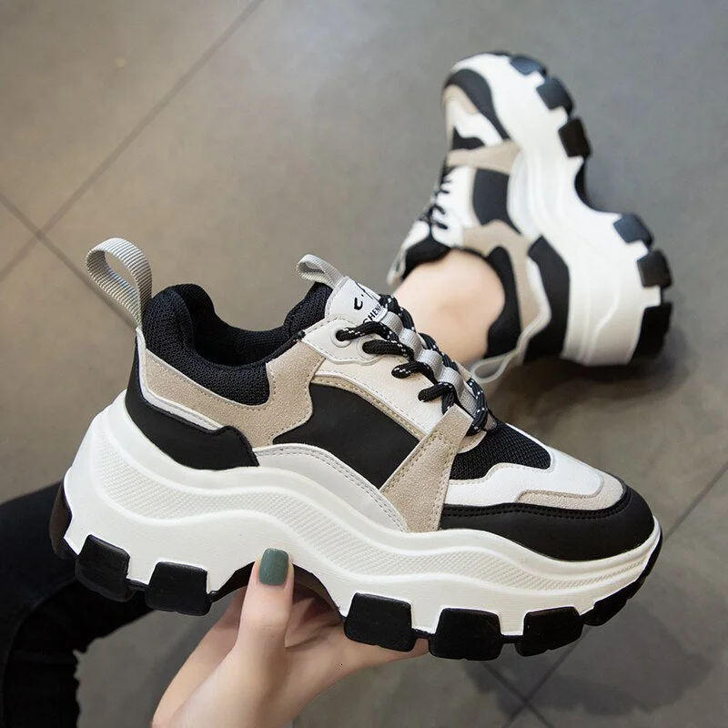 Summer Sneakers Women Vulcanize Shoes Chunky Sneakers Reflective Platform Shoes Woman Basket Femme Dad Shoes Tenis Feminino