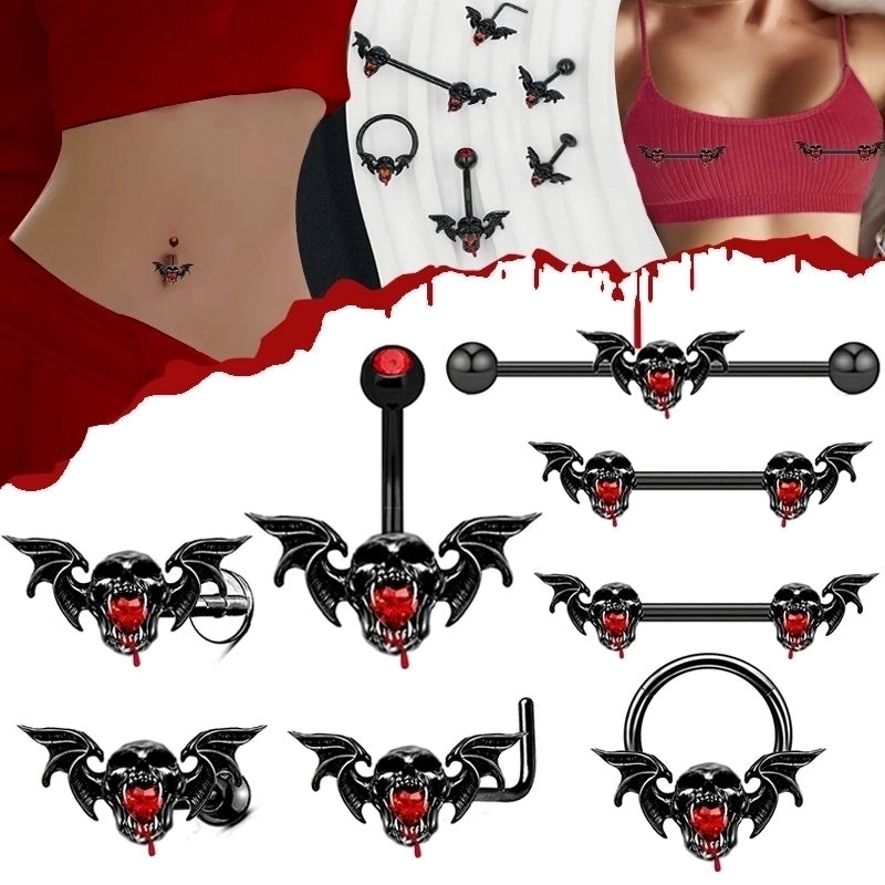 1 Piece Belly Rings Hip-Hop Funny Bat 316 Stainless Steel  Alloy Inlay Rhinestones