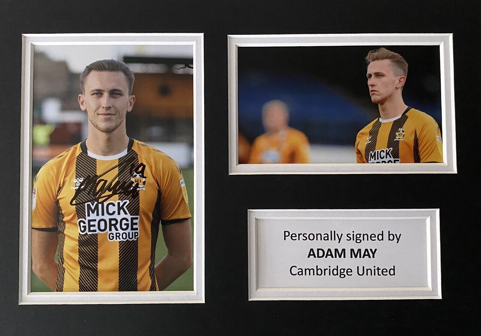 Adam May Genuine Hand Signed Cambridge United Photo Poster painting In A4 Mount Display