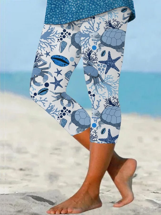 🔥Buy 3 Get 10% Off🔥Women's Hawaiian Turtle Print Resort Casual Leggings