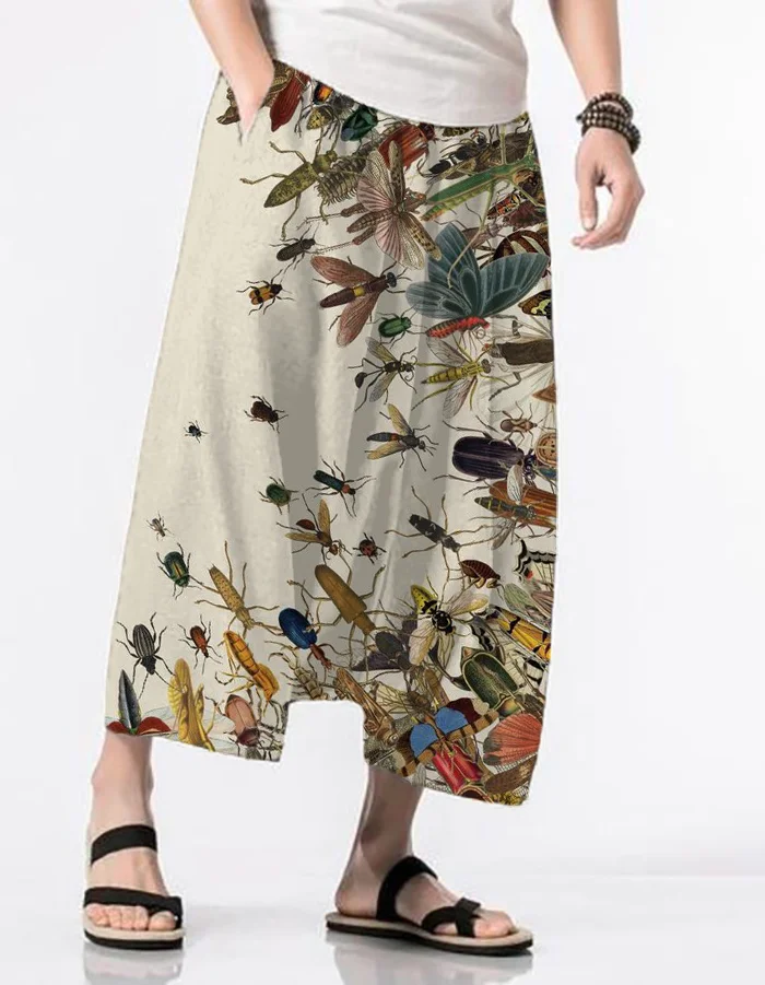 Men's Boho Insect Bee Flow Art Print Casual Pants