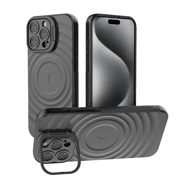 Ultra-thin Corrugated Magsafe Protective Case with Lens Holder for iPhone Series