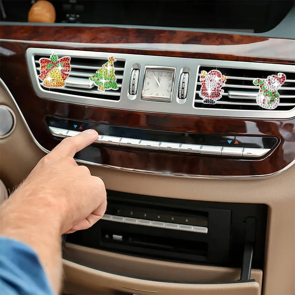 6Pcs Christmas Diamond Painting Car Air Vent Clips Car Decor for Women Girls