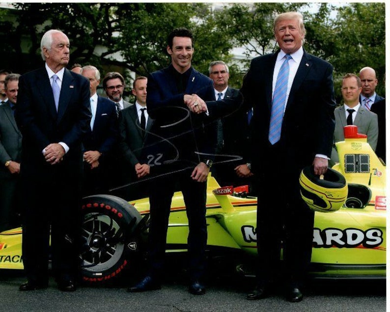 Roger penske and simon pegenaud signed autograph indy 500 w donald trump Photo Poster painting