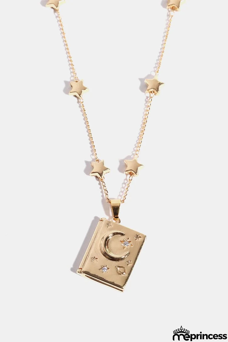 Star and Moon Copper 14K Gold-Plated Necklace