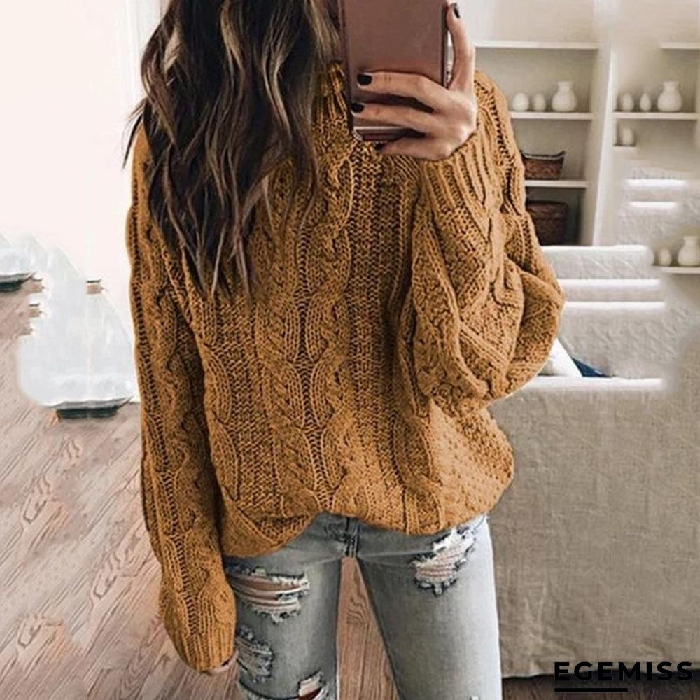 Fashion Solid Color Knitted Top Autumn Winter Sweater | EGEMISS