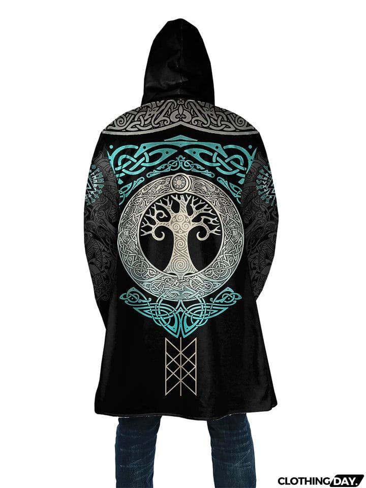 New Fashion Unisex Casual Warm Printed Thick Fleece Hooded Cloak