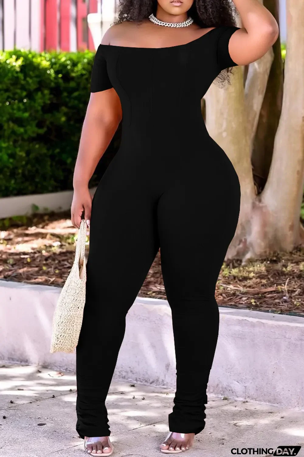 Red Fashion Casual Solid Fold Off the Shoulder Regular Jumpsuits