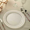 10 Pack | 10" Très Chic Rose Gold Rim Clear Plastic Dinner Plates, Disposable Party Plates