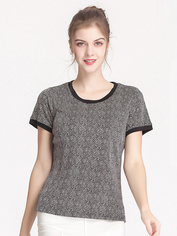 Clearance-Silk T-shirt Textured T-shirt REAL SILK LIFE